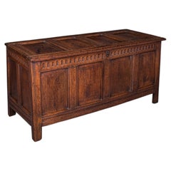 Long Antique Coffer, English, Oak, Blanket Chest, Period Storage, William III