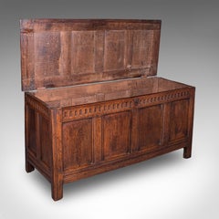 Long Antique Coffer, English, Oak, Blanket Chest, Period Storage, William III