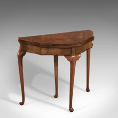 Antique Fold over Card Table, Edwardian Walnut