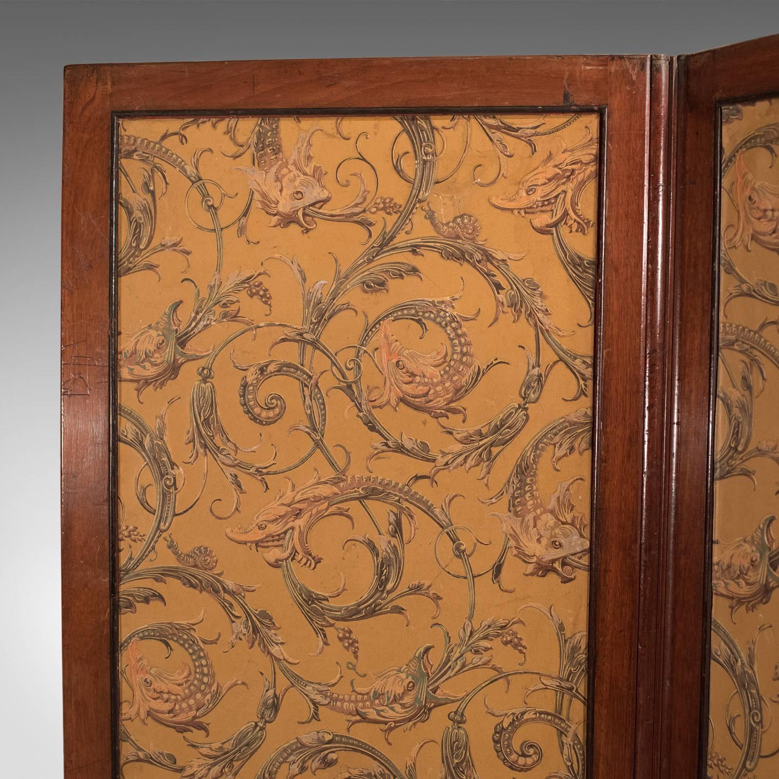 19th Century Antique Folding Screen, Victorian Walnut, circa 1870