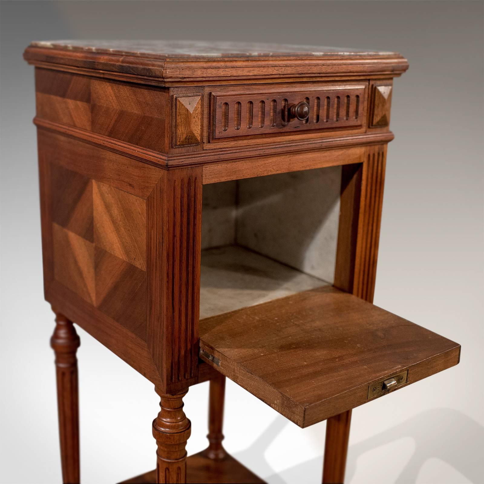 French Bedside Nightstand Pot Cupboard Fine Mahogany and Marble, circa 1900 In Good Condition In Hele, Devon, GB
