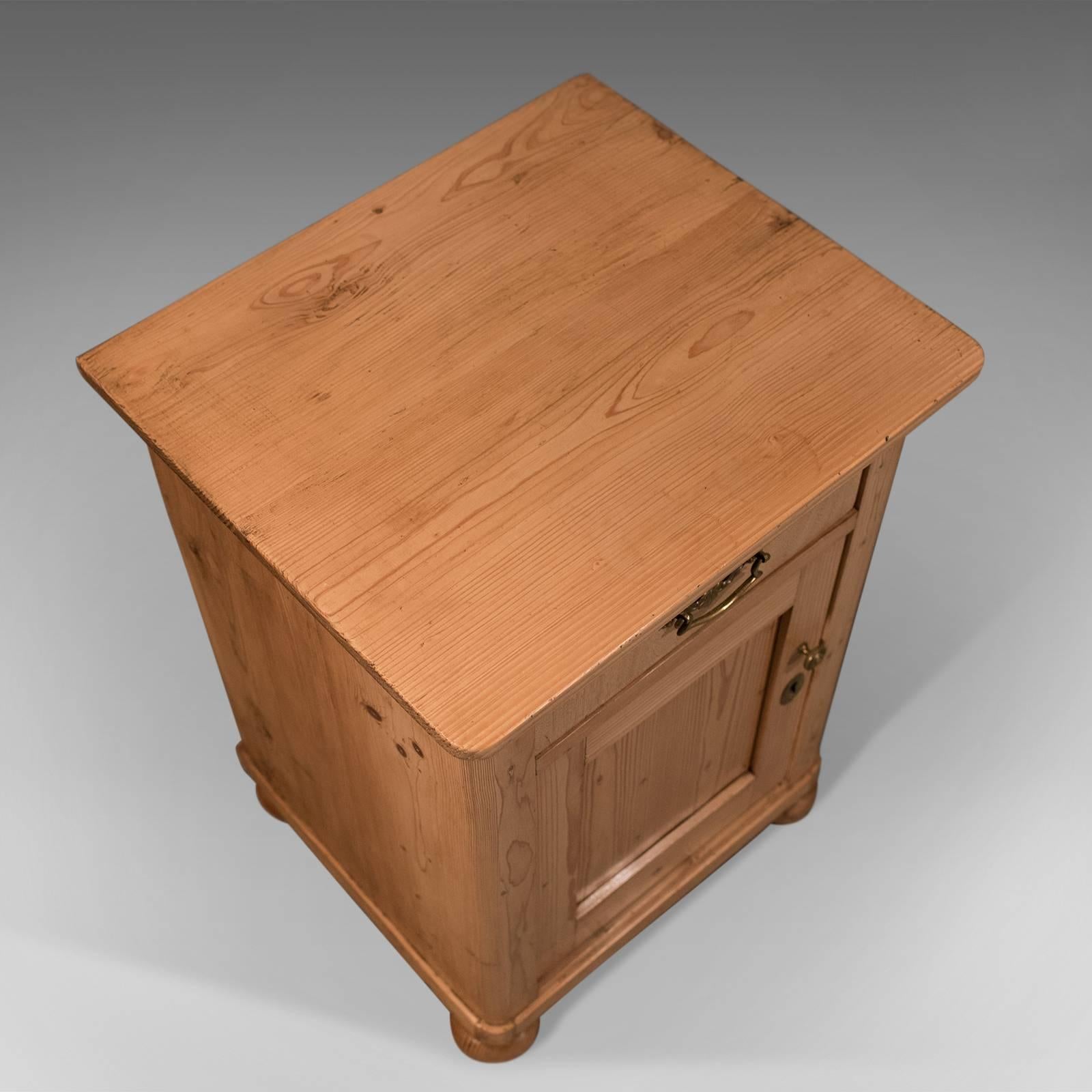 Compact Cabinet or Bedside Cupboard, Victorian Pine, circa 1900 3