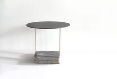 Missisquoi 05 End Table in Ash, Natural Stone and Gold Plating by Simon Johns