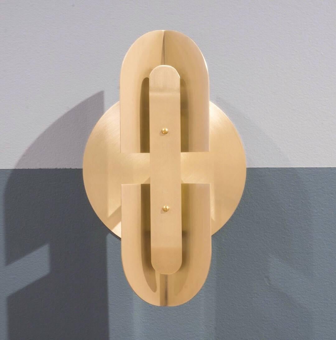 Contemporary Fold Sconce in Satin Brass by Simon Johns