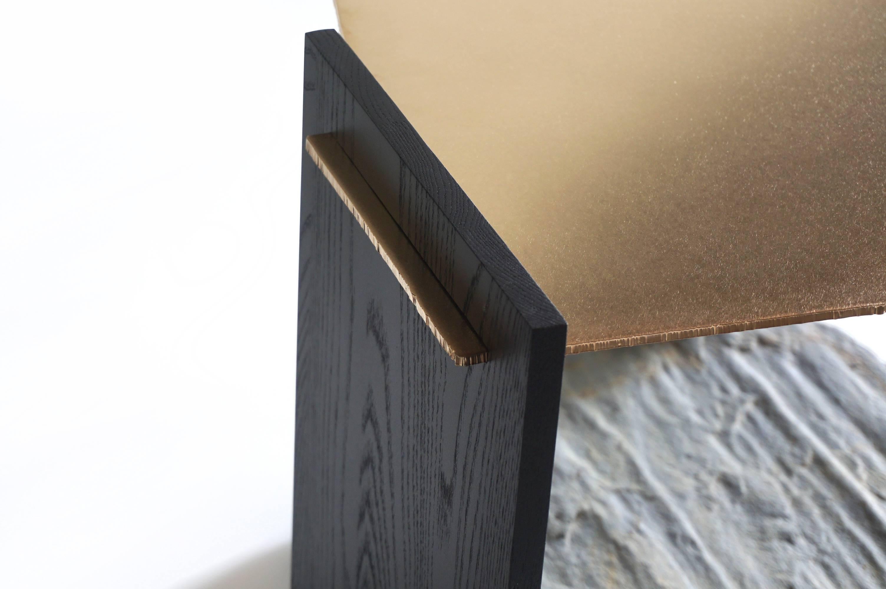 Contemporary Missisquoi 02 Side Table, in Gold Plating, Natural Stone and Ash by Simon Johns