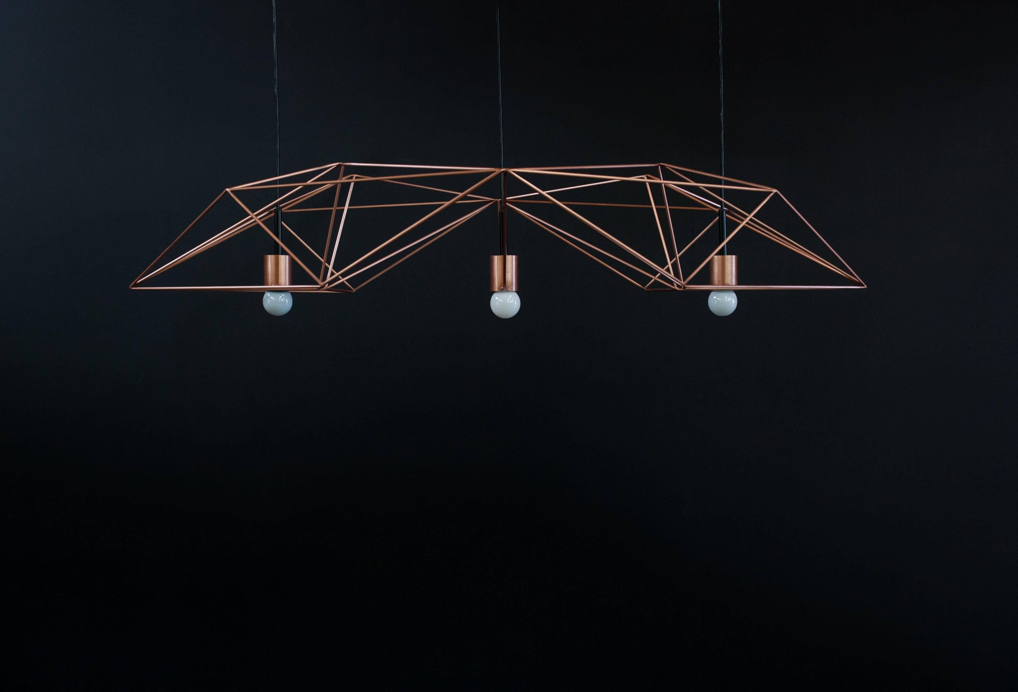 Modern Crystalline Light by Simon Johns in Satin Copper or Brass