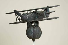 Copper Biplane Weathervane