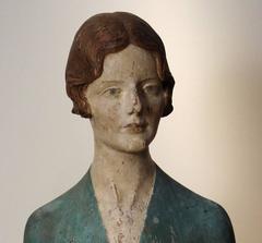 Carved and Polychrome Painted Portrait Bust of a Lady