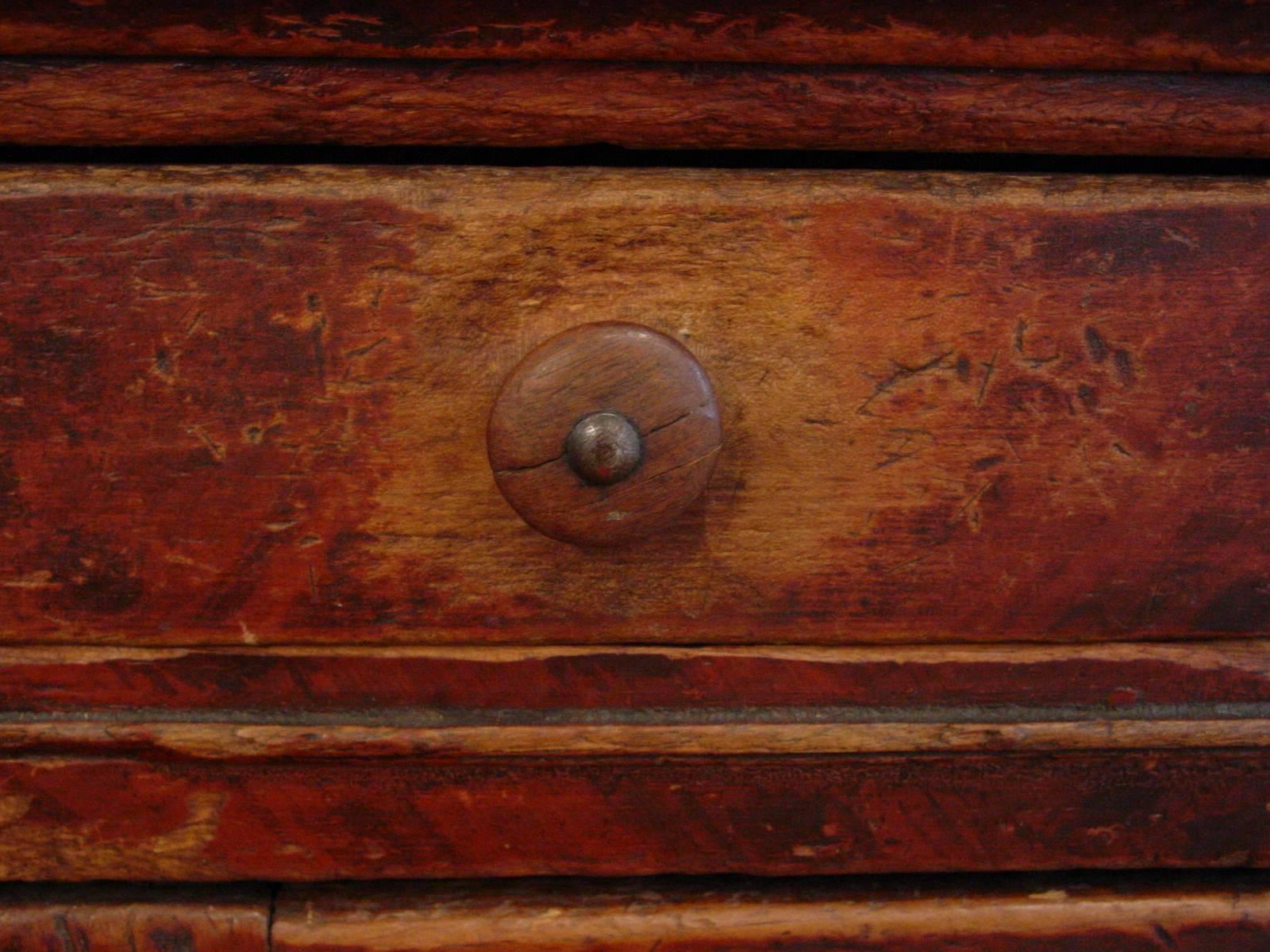 Mid-19th Century Pennsylvania Corner Cupboard with Red and Black Grain Decoration