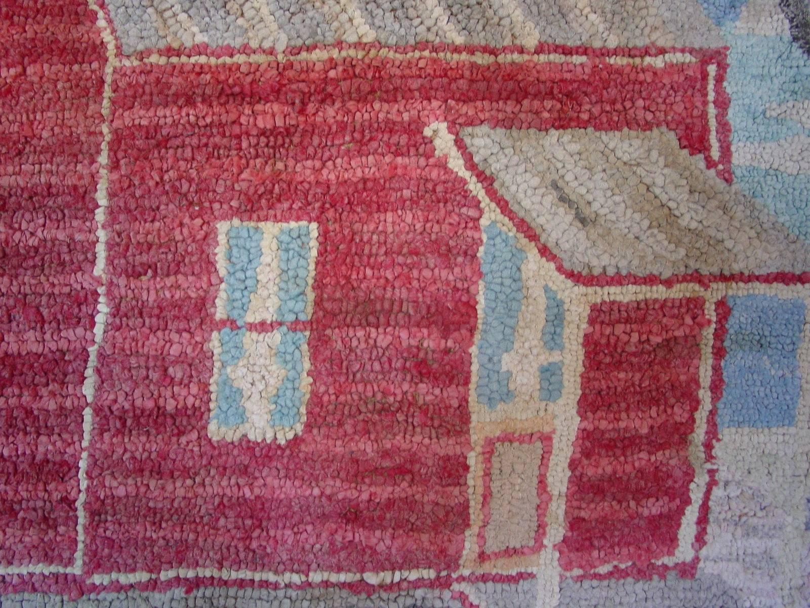 Pictorial Hooked Rug Depicting a Cottage by a Lake For Sale 1