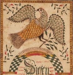 Pennsylvania Fraktur Drawing of a Spread Wing Eagle
