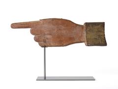 Carved and Painted Pine Pointing Hand Weathervane
