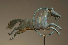 Molded Copper Horse Jumping through Hoop Weathervane