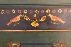 Green-Painted and Polychrome-Decorated Four-Drawer Chest
