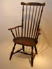 Green-Painted Fan-Back Windsor Armchair