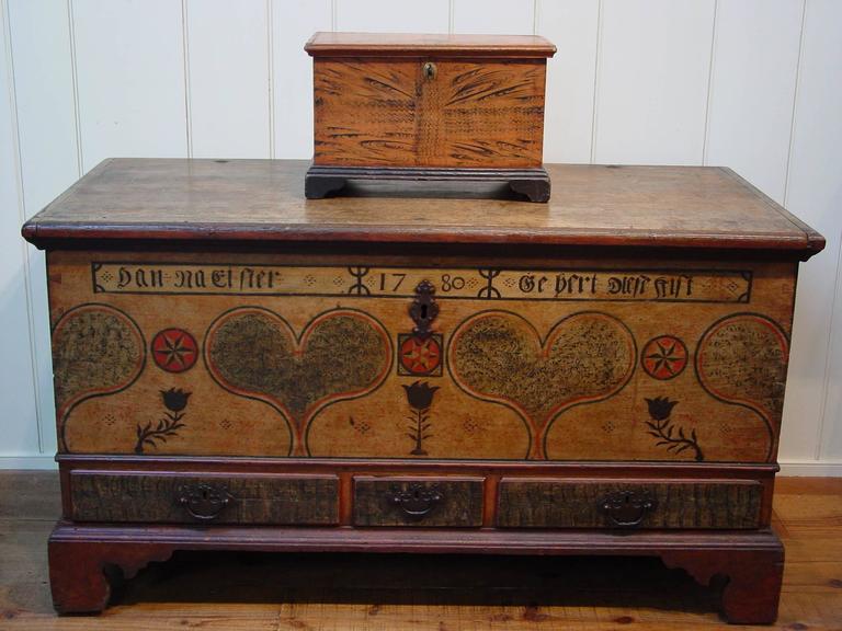 Pennsylvania PolychromePainted Poplar Dower Chest For Sale at 1stDibs