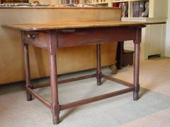 Red-Painted Stretcher Base Table