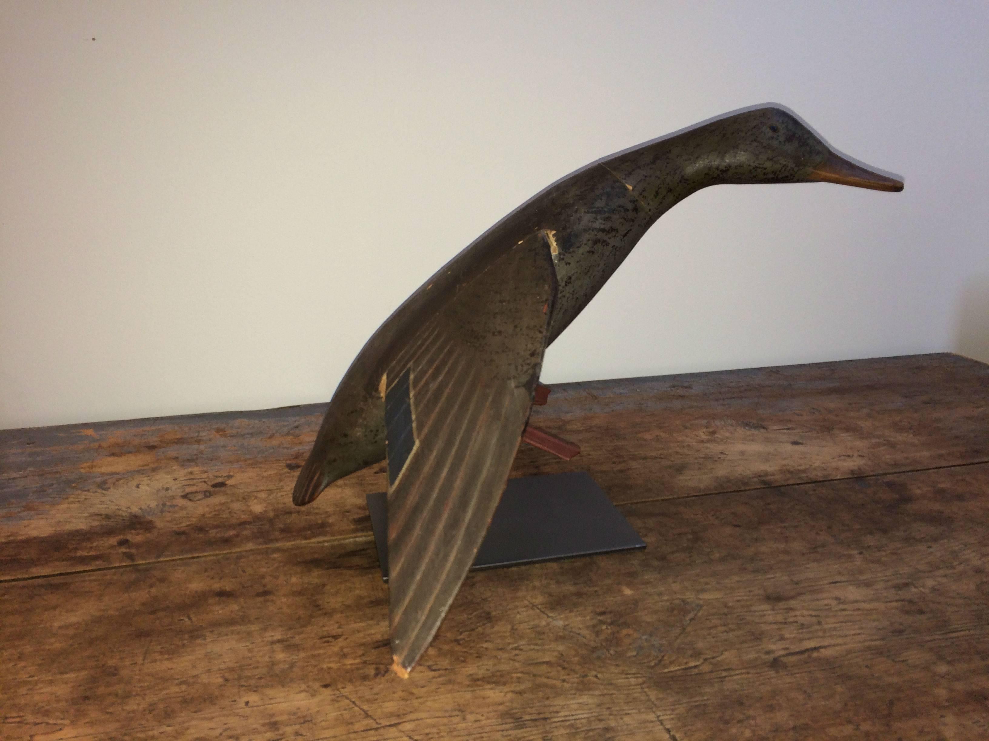 American Flying Mallard Hen Decoy Attributed to Gus Wilson For Sale