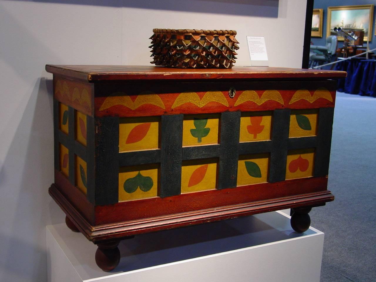 Hand-Painted Pennsylvania Polychrome-Painted and Stenciled Blanket Chest For Sale