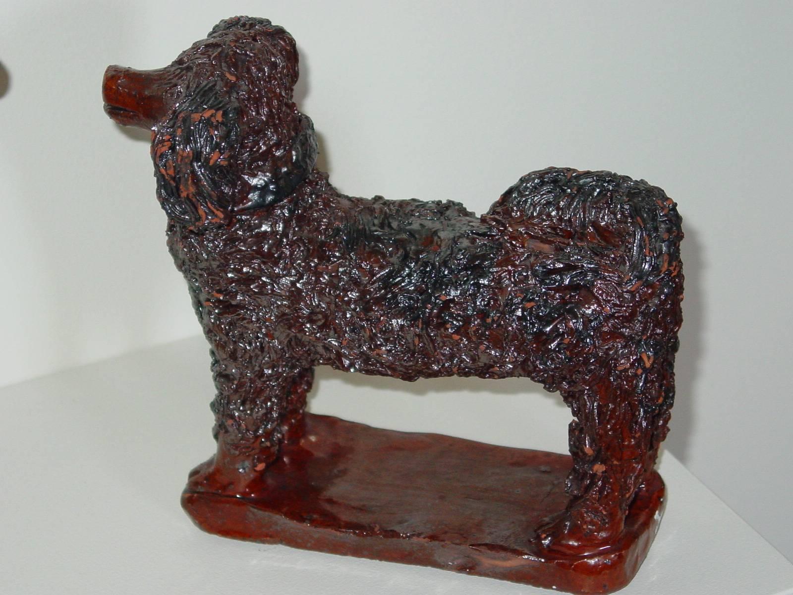 American Glazed Redware Standing Dog For Sale