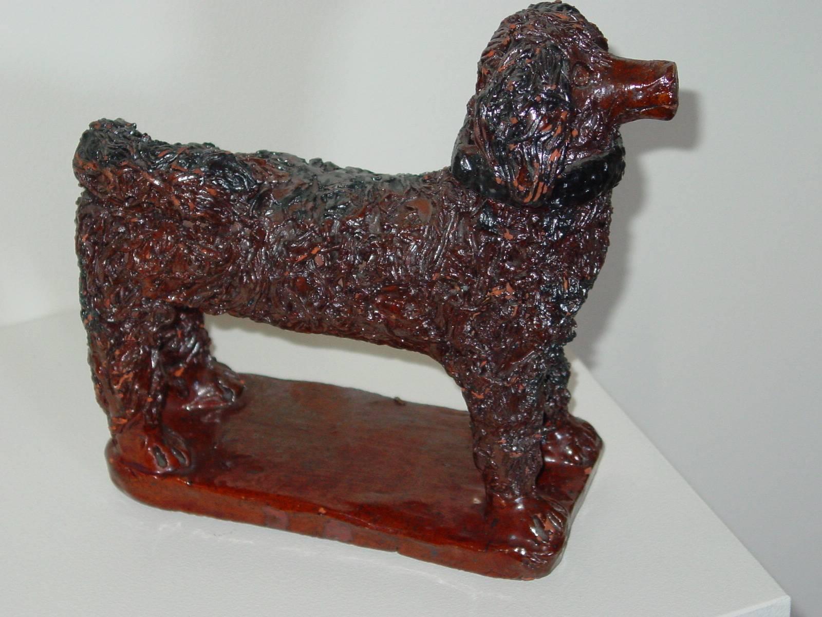 Glazed Redware Standing Dog In Excellent Condition For Sale In New Hope, PA