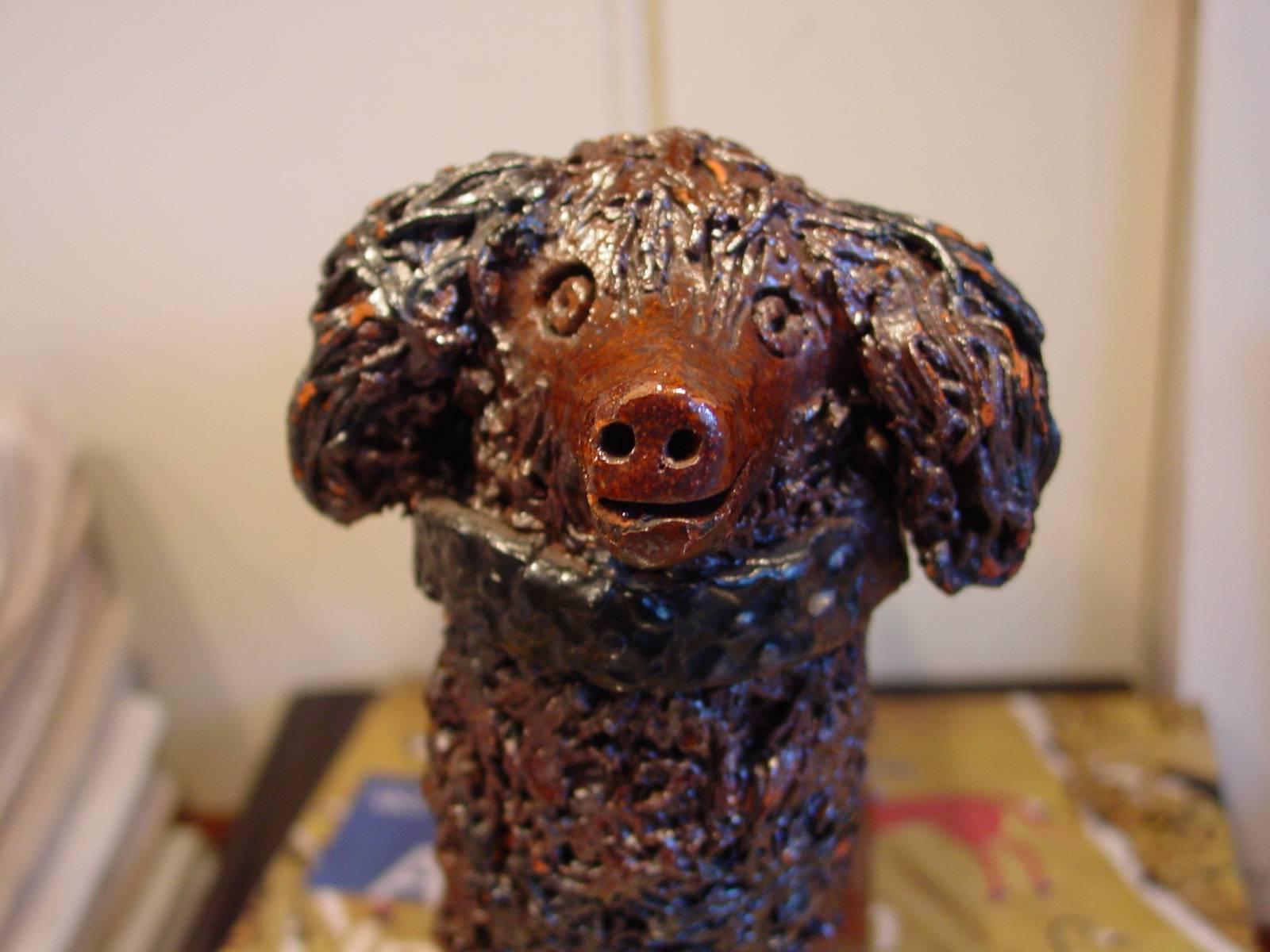 19th Century Glazed Redware Standing Dog For Sale