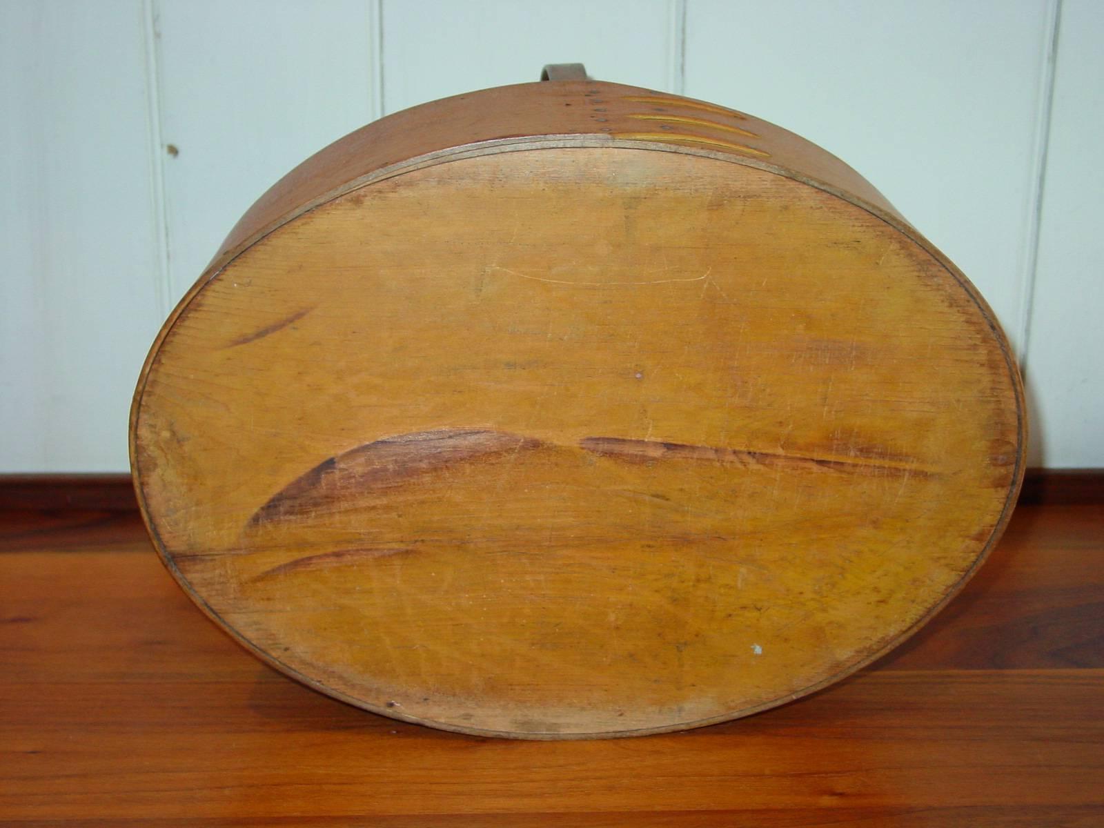 Painted Large Shaker Maple and Pine Carrier with Yellow Wash For Sale