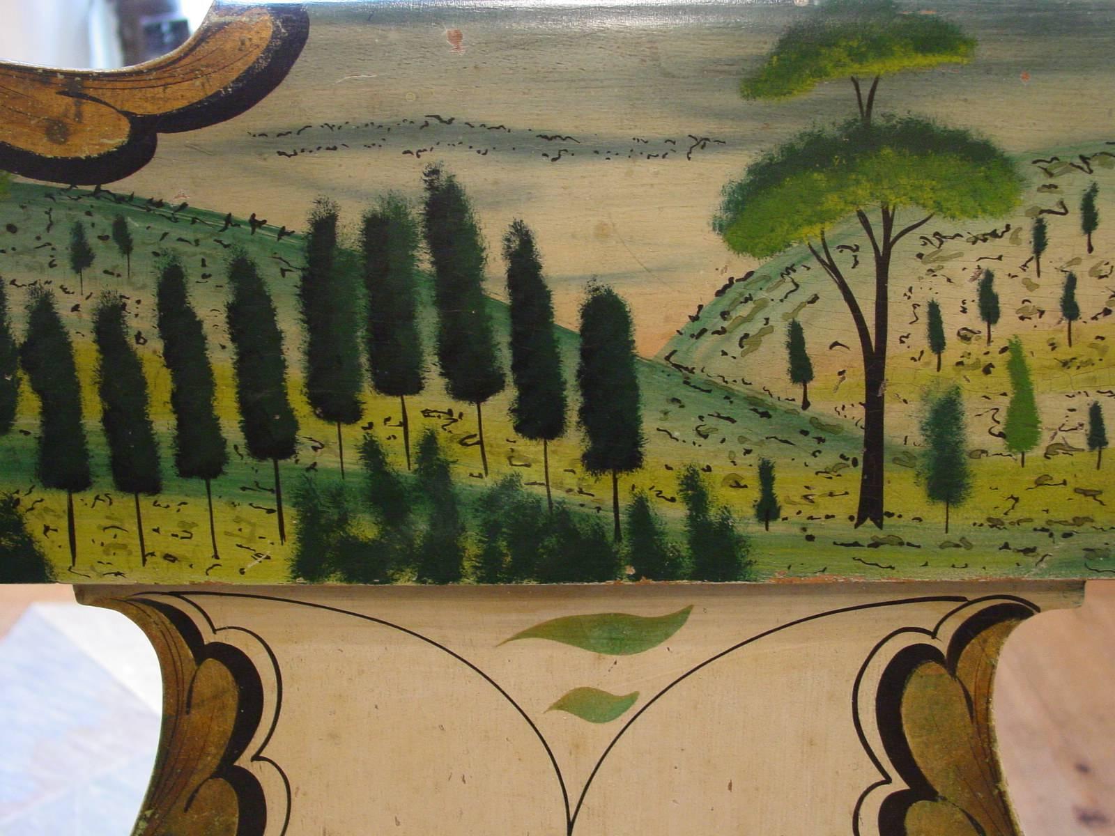 American Pennsylvania Polychrome-Decorated Tablet-Top Windsor Settee For Sale