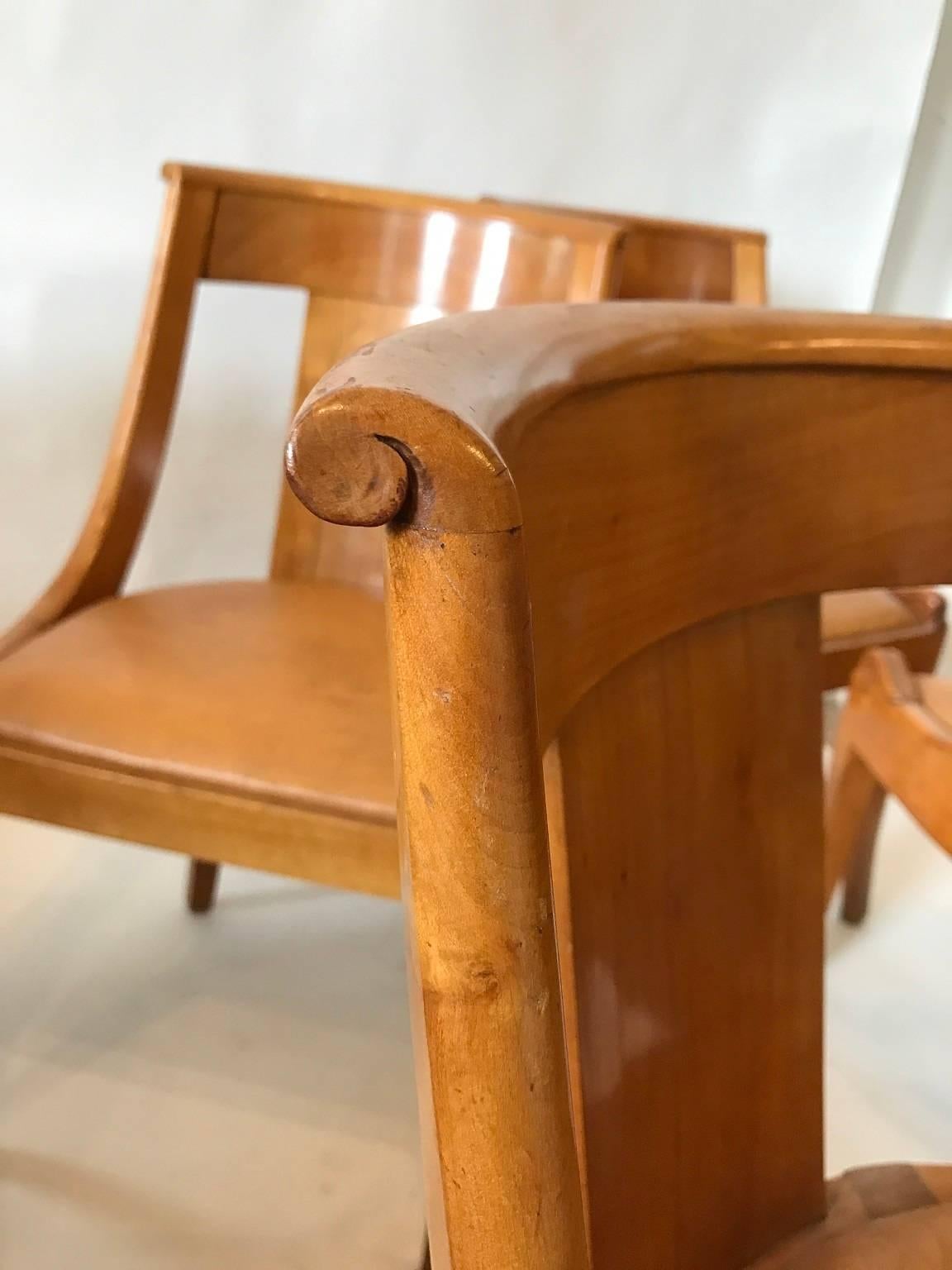 Eight Biedermeier-Style Fruitwood Dining Chairs In Good Condition In New Orleans, LA