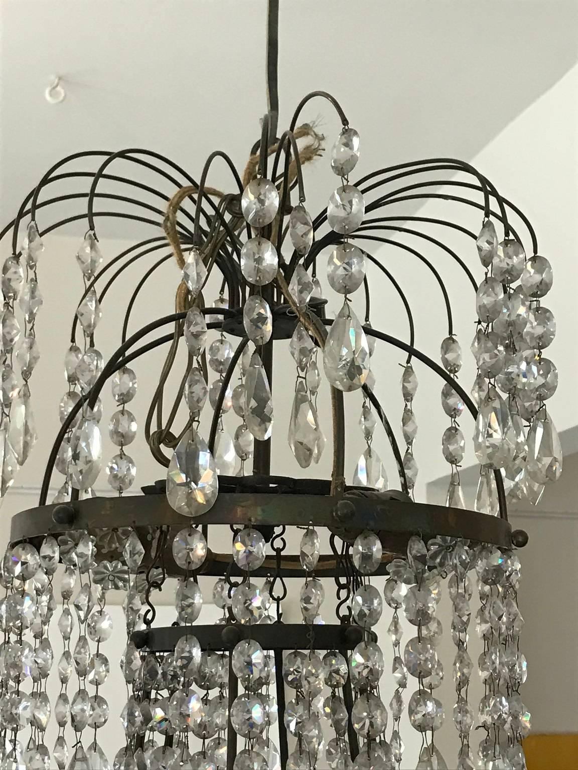 Early 19th Century Swedish Basket-Form Gustavian Chandelier In Good Condition For Sale In New Orleans, LA