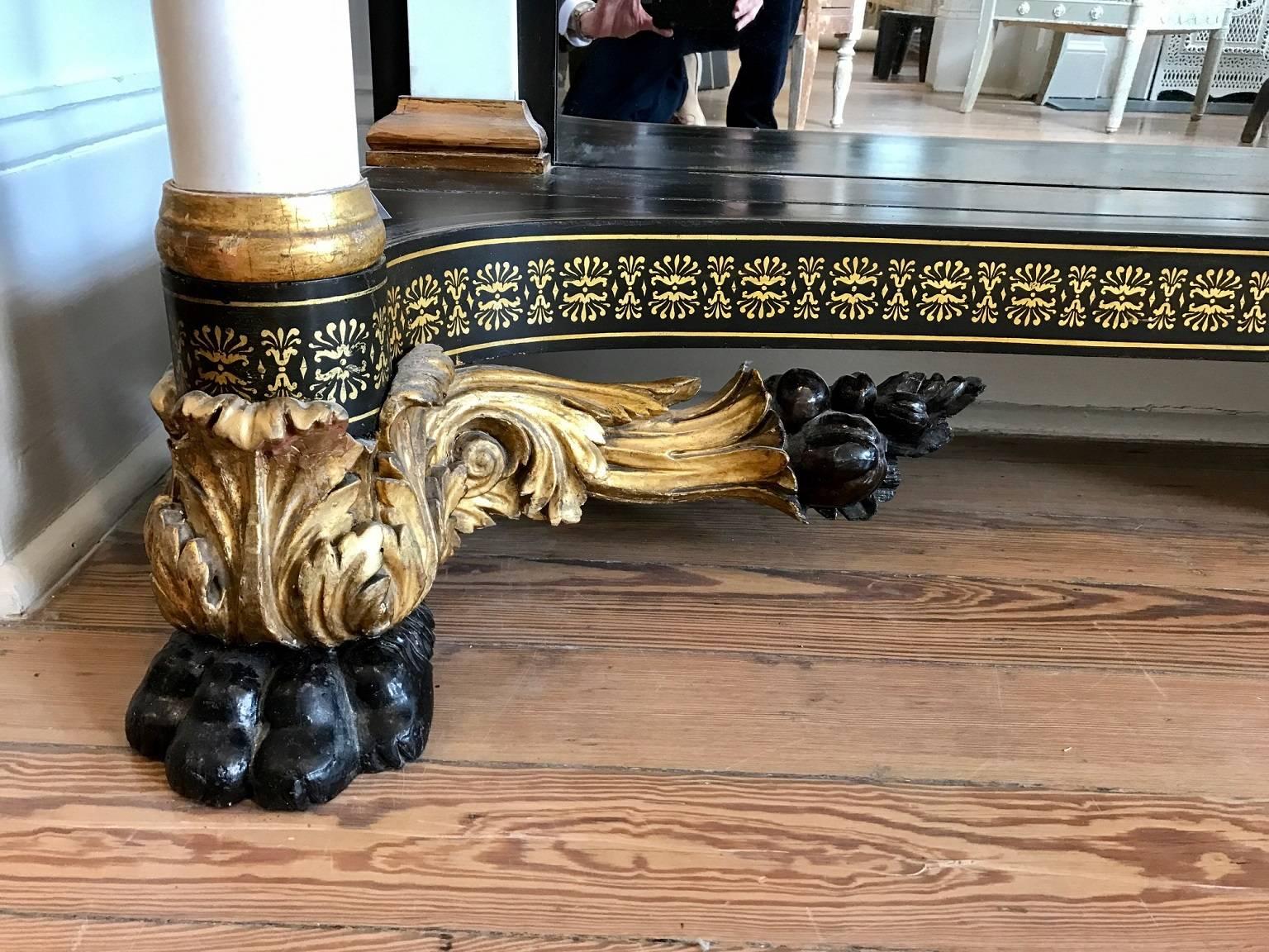 Gilt Exceptional American Classical Console Table, New York, circa 1815 For Sale