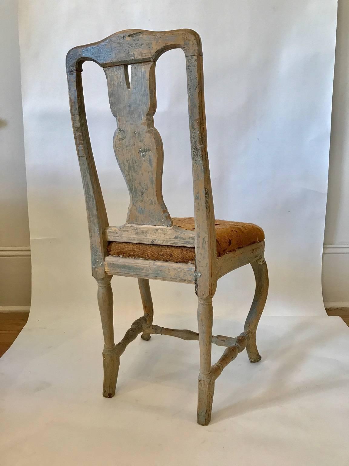 Painted Swedish Rococo Side Chair, 18th Century