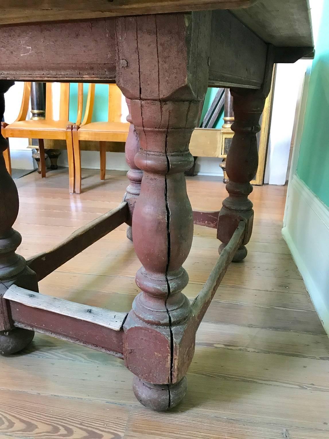 Painted 18th Century, Swedish Baroque Console Table For Sale