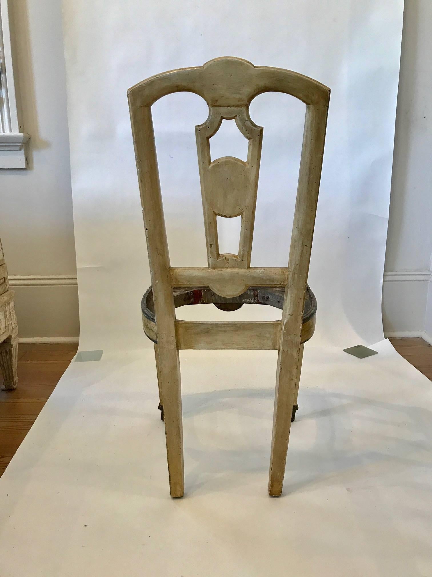 18th Century and Earlier Four 18th Century Italian Painted Side Chairs For Sale