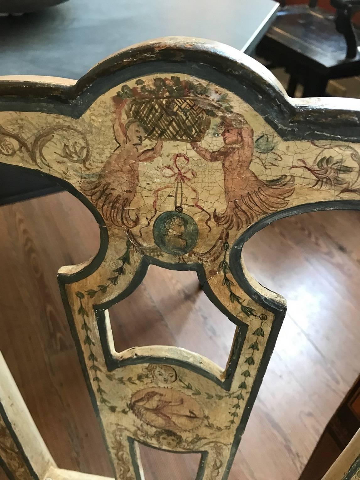 Four 18th Century Italian Painted Side Chairs For Sale 2