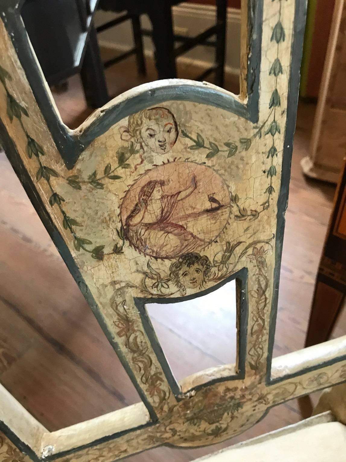 Four 18th Century Italian Painted Side Chairs For Sale 3