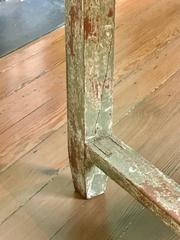 Long Painted Farm Table with Walnut Plank Top, French, 19th Century