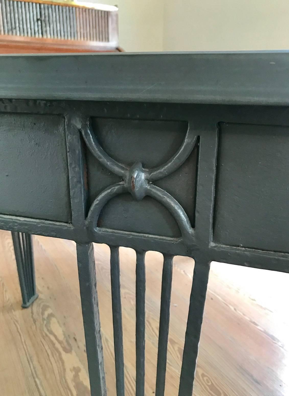 Large Octagonal Iron Dining Table, Center Table or Garden Table with Slate Top In Good Condition For Sale In New Orleans, LA