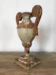 Pair of Carved and Painted Italian Urns