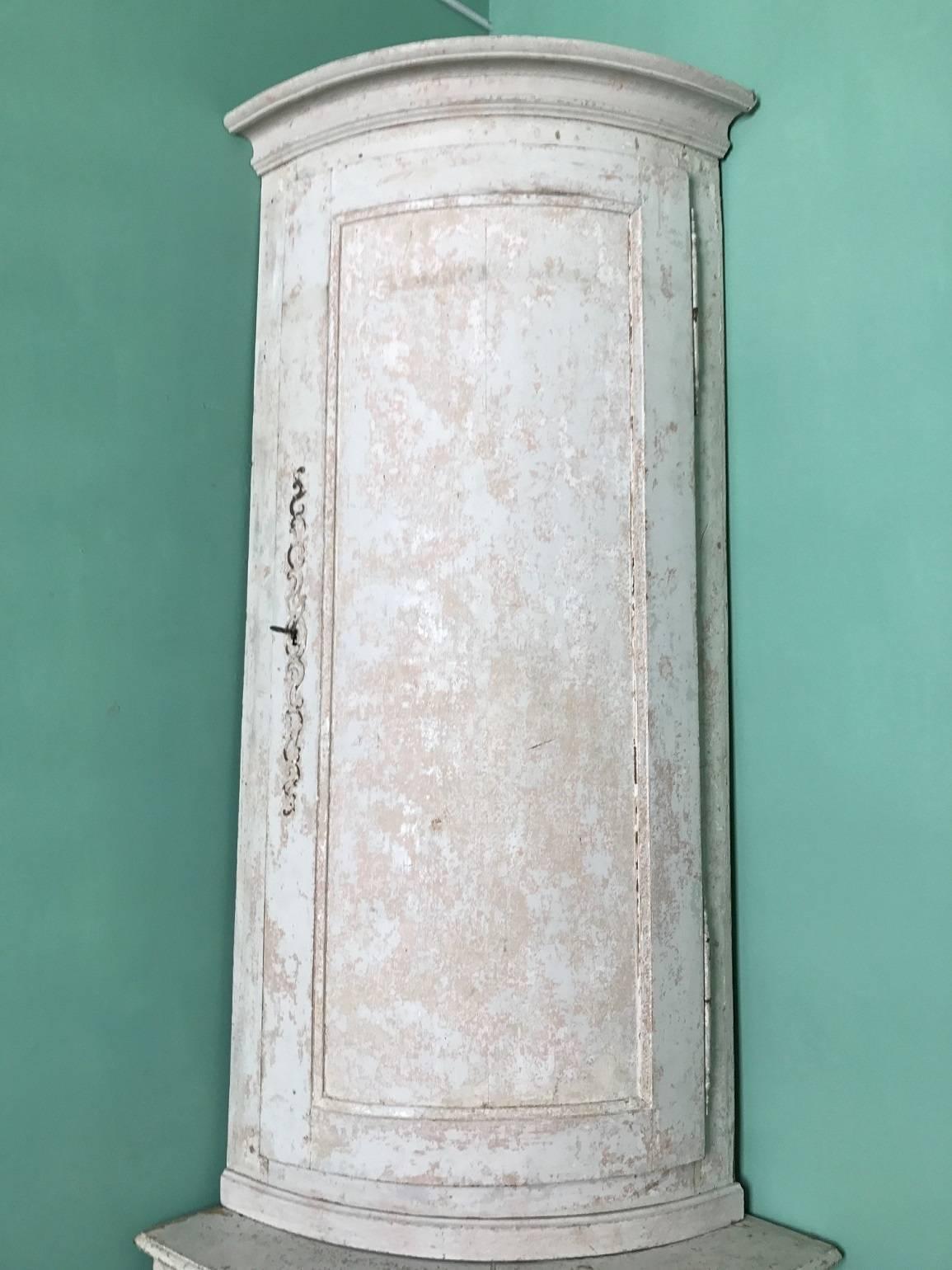 Pair of 18th Century Corner Cabinets, Original Paint For Sale 1