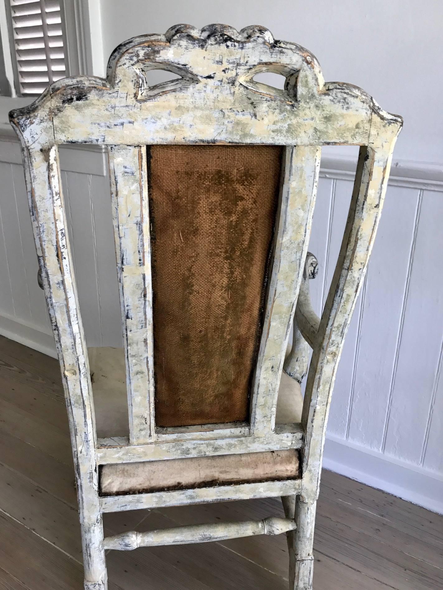 Swedish Baroque Armchair in Original Paint For Sale 1