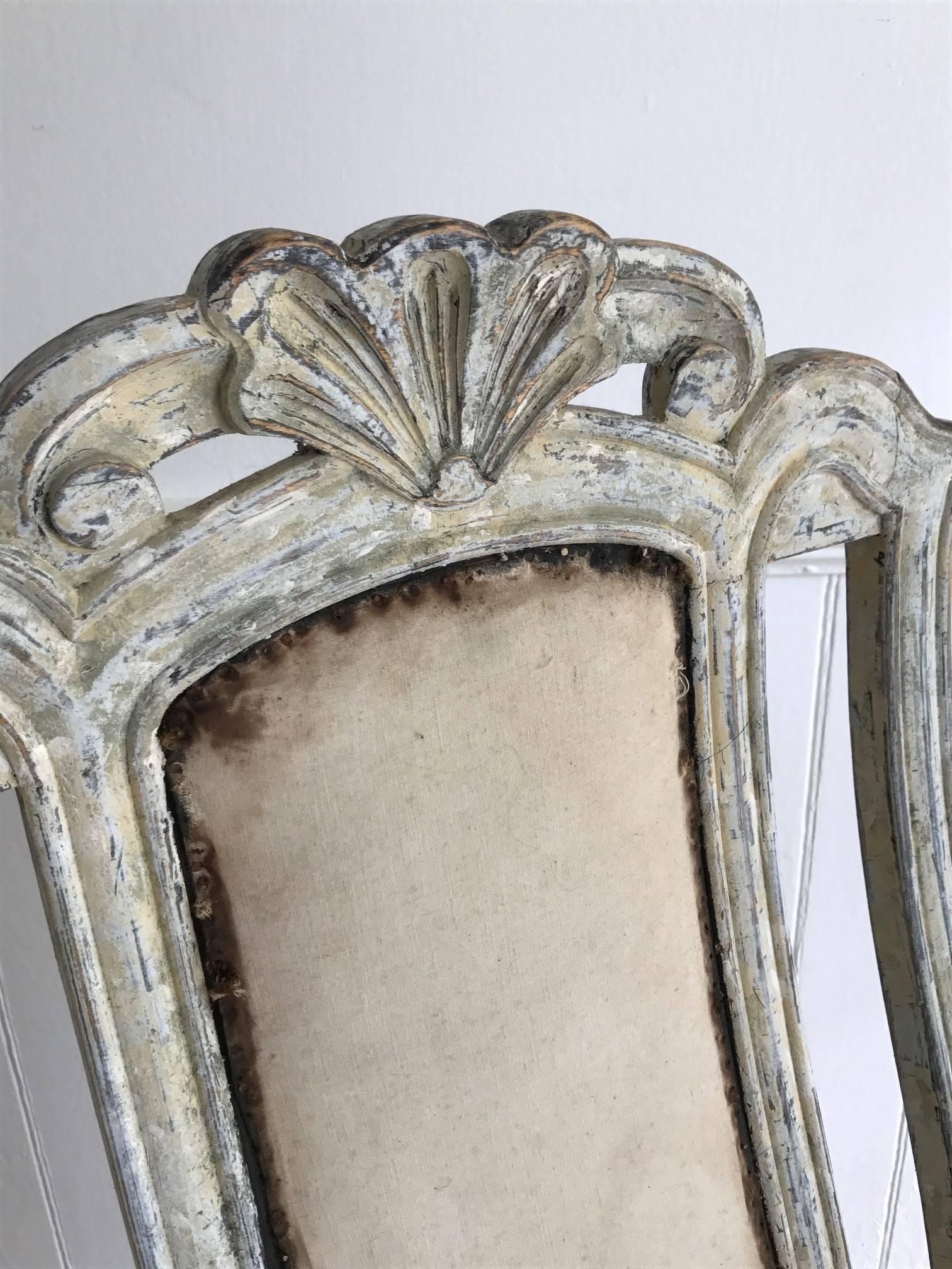 18th Century Swedish Baroque Armchair in Original Paint For Sale