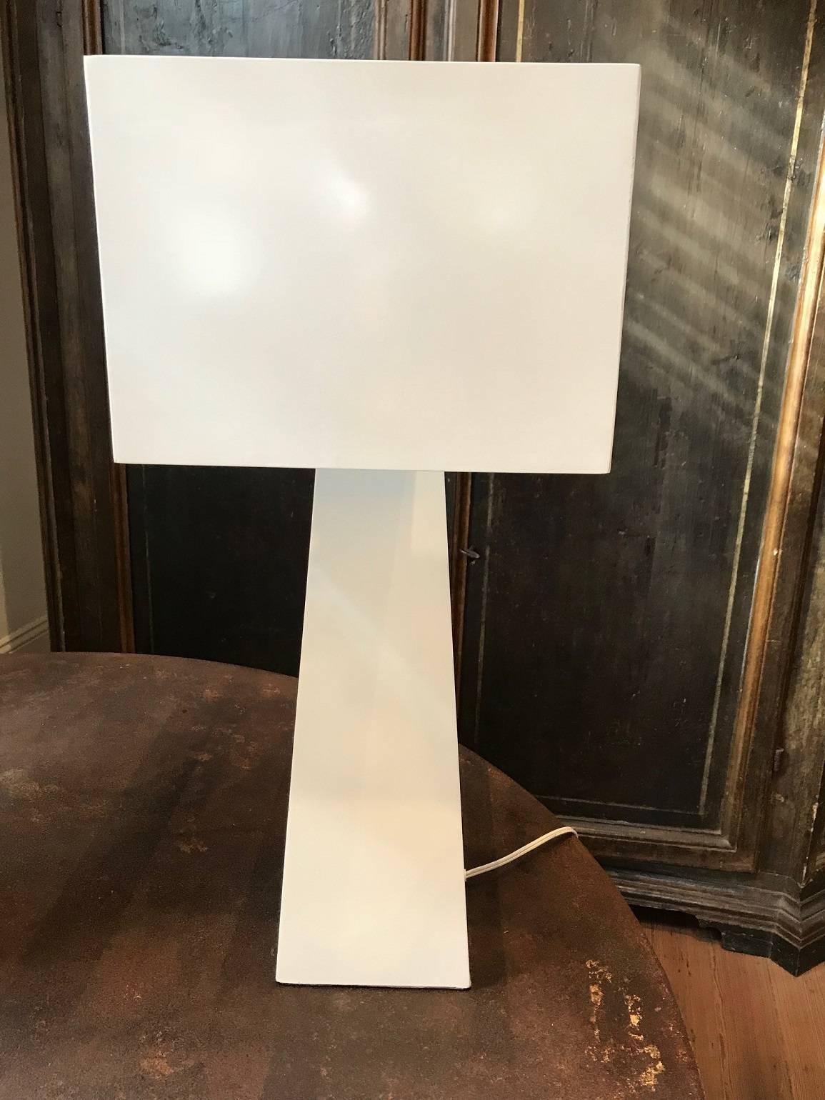 Modern Pair of White Enamel Table Lamps by George Kovacs For Sale