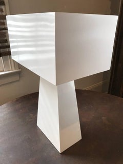 Pair of White Enamel Table Lamps by George Kovacs