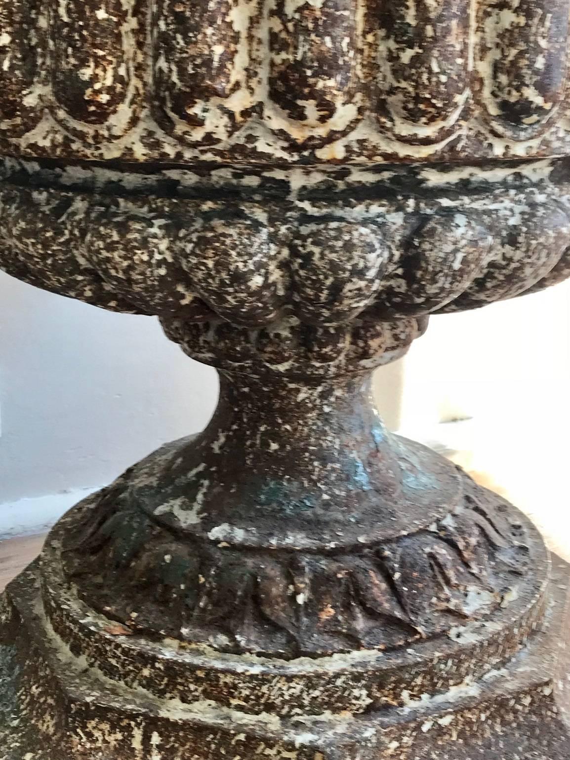 Neoclassical Large 19th Century Cast Iron Urn For Sale