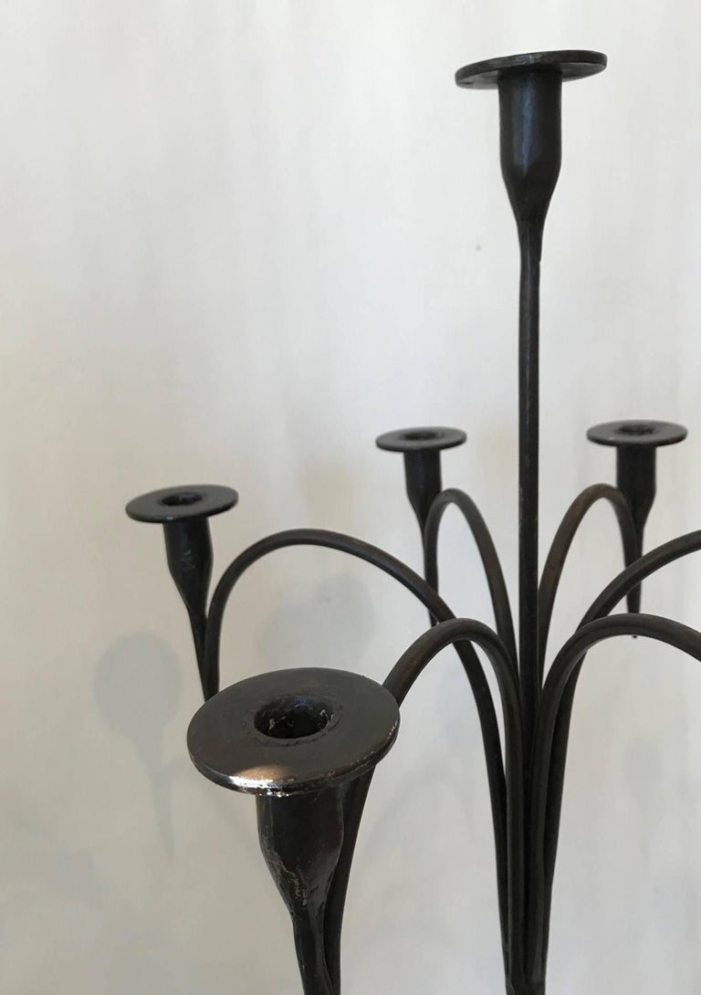 Pair Tall Continental Wrought Iron Candelabra For Sale at 1stDibs