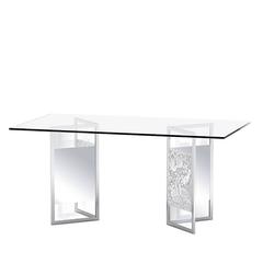 Lalique Crystal Desk or Dining Room Table with Merles and Raisins Panels