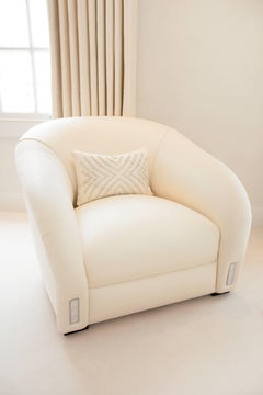 Lalique Maison Ivory Silk Classic Club Armchair with Raisins Crystal Panel