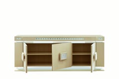 Lalique Maison Ivory Ash Sideboard or Credenza with Raisins Crystal Panel Accent