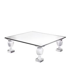 Lalique Crystal Coffee Table with Four Versaille Vase Feet